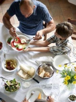 Family eating lunch