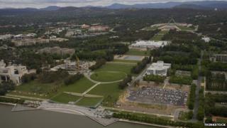 Aerial view of Canberra