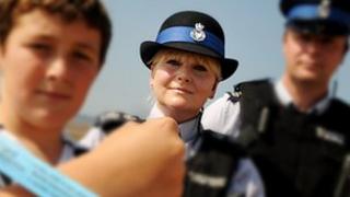 PCSO Sandra Greenacre (centre)