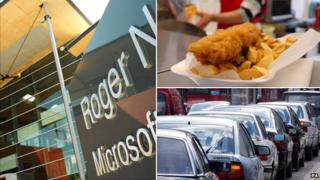 Microsoft Cambridge, fish and chips and traffic