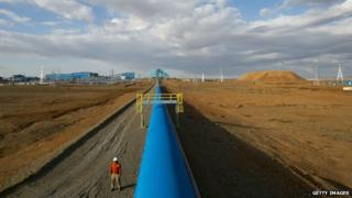 Conveyor belt in Mongolian desert