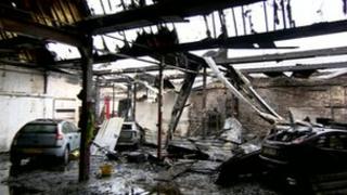 The fire caused extensive damage to Sparkles Car Wash and Tyre Centre