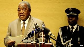 Zambian President Rupiah Banda delivers a speech during the opening ceremony of the SADC (Southern African Development Community) summit on 31 March 2011 in Livingstone, Zambia.