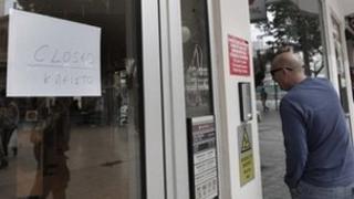 Closed sign at bank in Cyprus