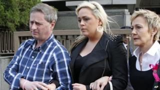 The family of Nicola Furlong outside a courthouse in Tokyo, Japan 19 March 2013