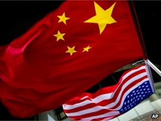 Chinese and US flags