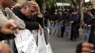 protesters in Cyprus