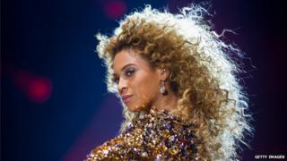 Beyonce performing at Glastonbury 2012