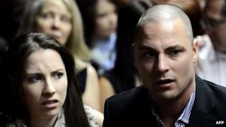 Carl Pistorius and sister Aimee in court at Oscar Pistorius's bail hearing