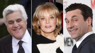Jay Leno, Barbara Walters and Jon Hamm