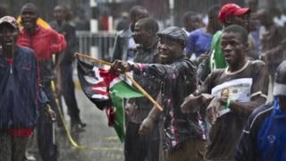 Odinga supporters outside courthouse