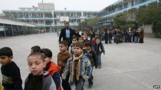 Palestinian schoolboys at a UN-run school in Beit Lahiya in the northern Gaza Strip, file pic from 2009