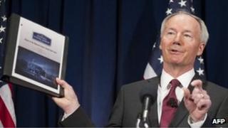 Asa Hutchinson unveils NRA School Shield report in Washington DC 2 April 2013
