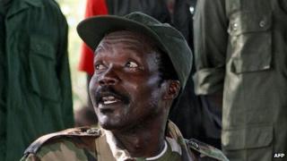 A file photo taken on November 12, 2006, shows the leader of the Lord"s Resistance Army (LRA), Joseph Kony, answering journalists" questions