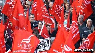 Unite members at a demonstration (file pic)