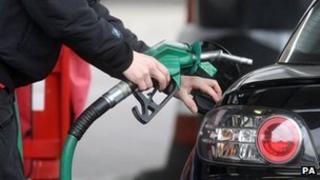 Car being filled up at a petrol station