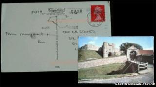 The front and back of the post card