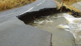 Collapsed road