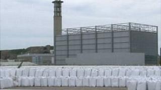 Ash in sacks at La Collette incinerator