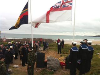 The service was held on the beach of Freshwater West in Pembroke, 70 years after the disaster