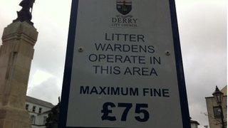 Litter warning signs