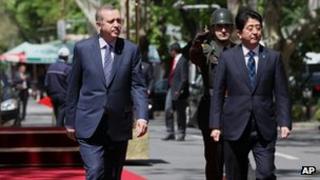 Recep Tayyip Erdogan and Shinzo Abe in Turkey