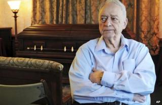 Peter Stefan sits in his funeral home in Worcester, Massachusetts, 3 May