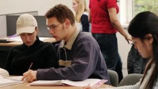 Students in library