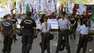 Protesters in Nicosia