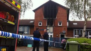 Fire engine at St Leger Court, Great Linford