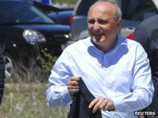 Georgian ex-Prime Minister Vano Merabishvili arrives for questioning in Kutaisi, Georgia, 21 May