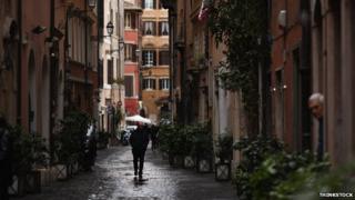 Cobbled alleyway in Rome