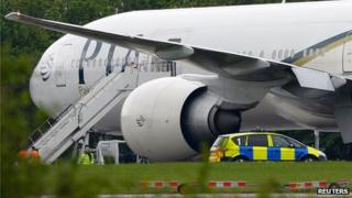 Pakistan International Airlines plane at Stansted Airport