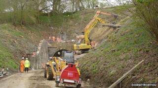 Work on Beaminster Tunnel