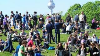 Crowd in a Berlin park - file pic