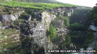 The quarry at the foot of Spence mountain where the two people died