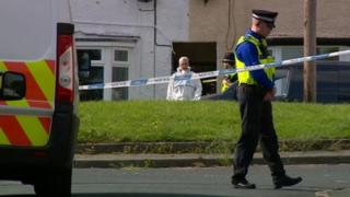 Police officers outside the house in Chells Grove