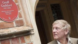 Singer John Leyton with Geoff Goddard plaque