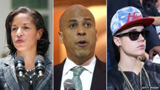 Susan Rice, Cory Booker and Justin Bieber