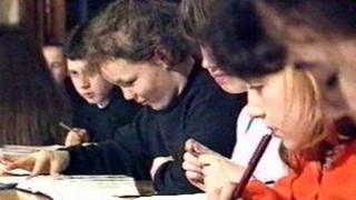 Children writing