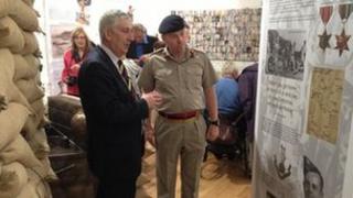 Lindsay Hoyle MP with Corps Colonel Phil Harrison of the Army Medical Services
