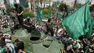 Thousands attended a Hamas victory rally held in the Gaza Strip after the fighting in June 2007