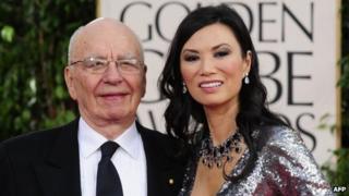 Rupert Murdoch and Wendi Deng at the Golden Globe awards at the Beverly Hilton Hotel in Beverly Hills, California, on 16 January 2011