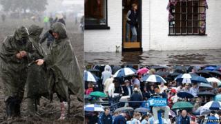 Montage of rainy weather