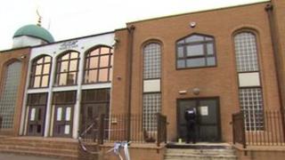 Police outside Mosque on Ryecroft Street in Gloucester
