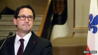 Montreal mayor Michael Applebaum announces his resignation during a news conference in Montreal, Quebec 18 June 2013