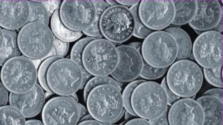 Old five pence coins