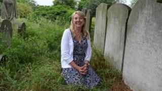 Janet Ellis at her family's grave