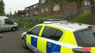 Police car at Newbury crime scene