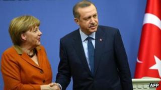 German Chancellor Angela Merkel with Turkish Prime Minister Recep Tayyip Erdogan (25 February 2013)